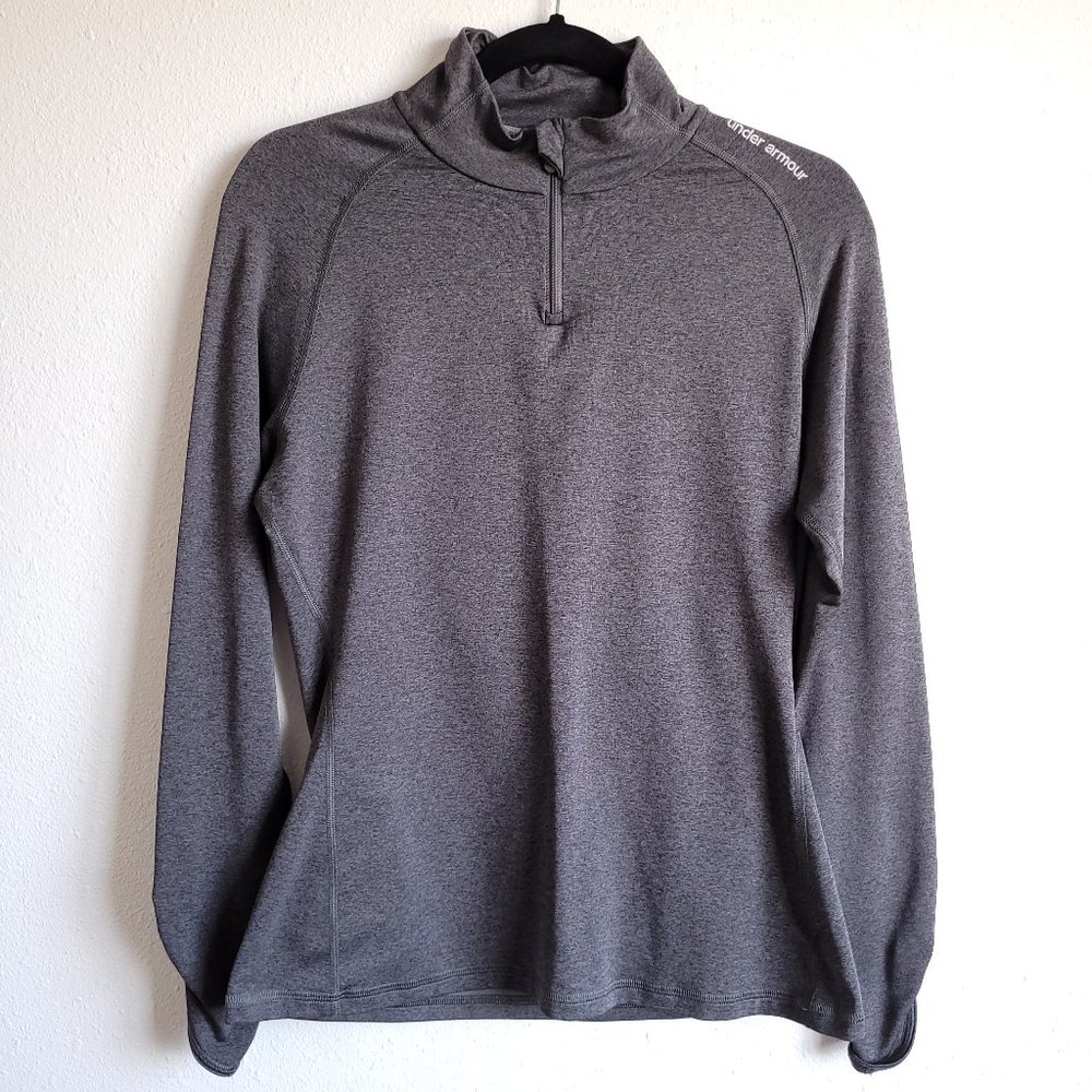 New Women's Under Armour gray long sleeve pullover with zipper at top